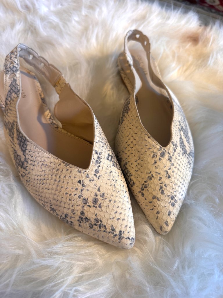 Women Cole Haan Nubuck Leather Slingback Sandals Pointy Toe Sz 7,5